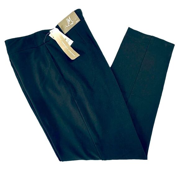 JM Collection Black Pull on Tummy Control Slim Leg Trousers Pants Size 8 Petite - Picture 1 of 10